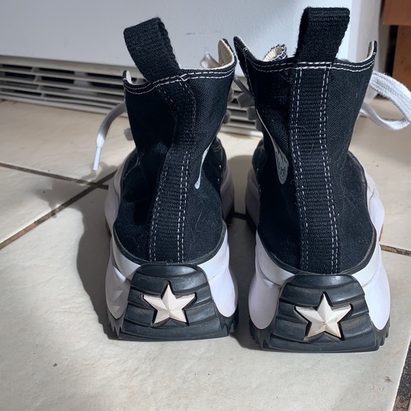 CONVERSE platform tennis shoe original black and white unisex 7 Men 8.5 women - Picture 3 of 5